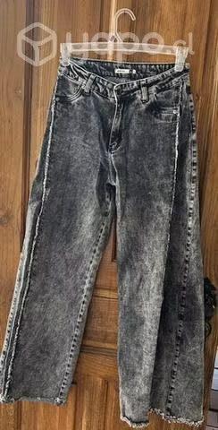 Jeans grises estilo wide leg talla 40