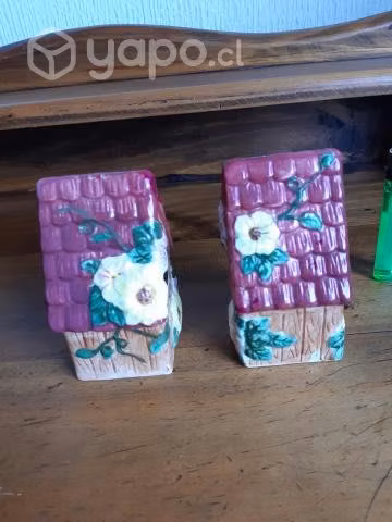 Juego salero y pimentero de loza 10 cm, hermosos - Imagen 2