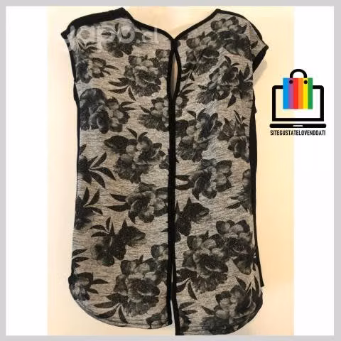 Polera Oasis Flores Gris Negro - Imagen 6