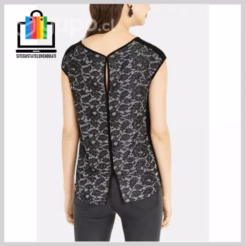 Polera Oasis Flores Gris Negro - Imagen 2
