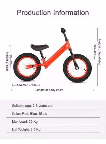 Bicicleta de aprendisaje infantil de 12" Blanco