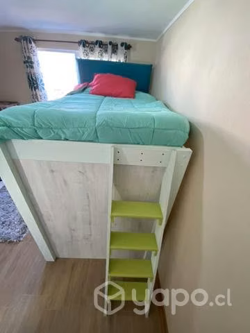 CAMA 1.5 con Escritorio y Repisas