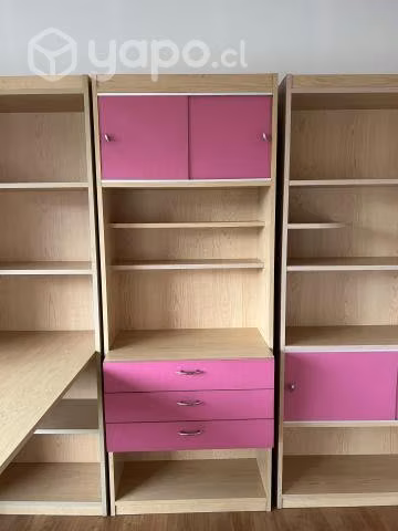Mueble tipo biblioteca dormitorio niña formica