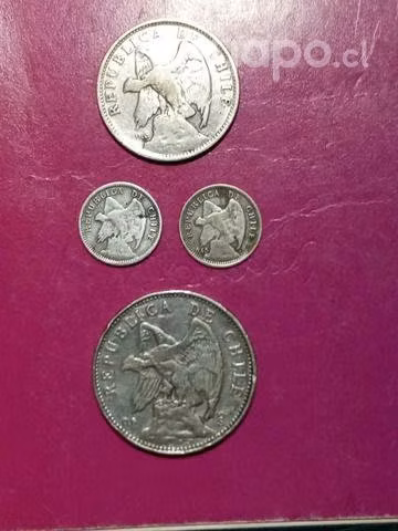Monedas antiguas chilenas de Plata