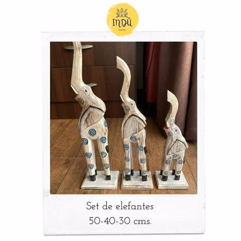 Set de elefantes de madera
