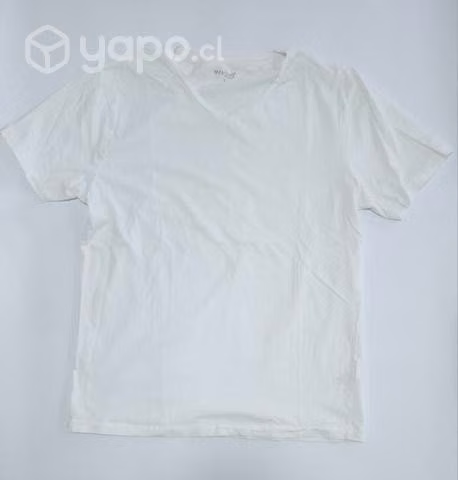 Camiseta Blanca Cuello en V Talla M