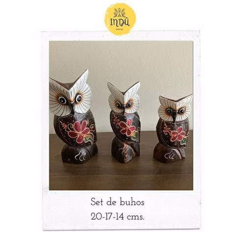 Set de buhos de madera