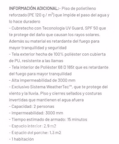 Carpa Coleman Darwin 2.0 Plus (nueva)