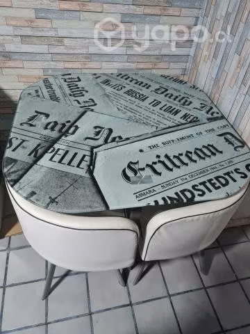 Juego comedor de vidrio con 4 sillas ahorra espaci