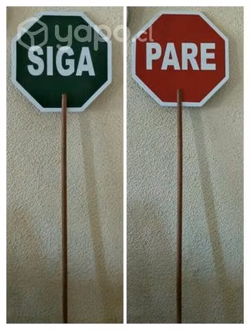 Paleta pare siga octagonal 50cm rojo verde pie /