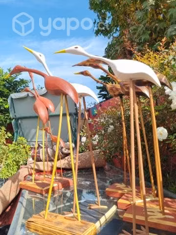 Regalos garzas decoracion madera 100%