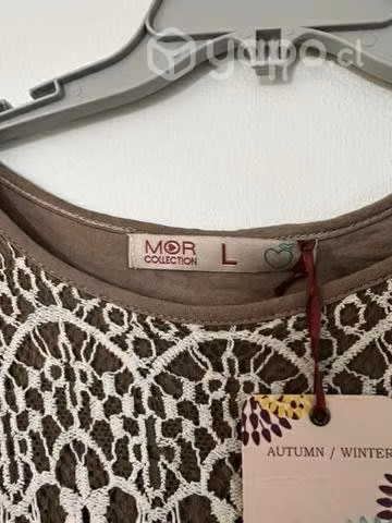 Polera Elaticada Marca Mor Talla L Café Claro - Imagen 2