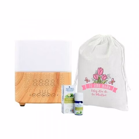 Aromatizador + esencia + bolsa perzonalizada