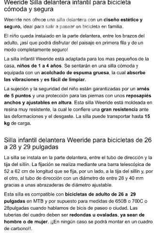 Silla delantera para bicicleta - Imagen 2