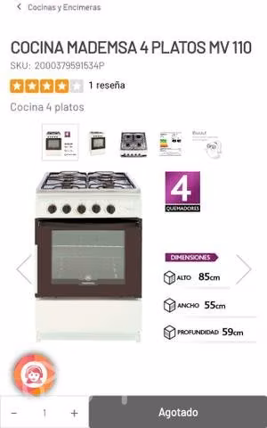 Cocina a gas nueva