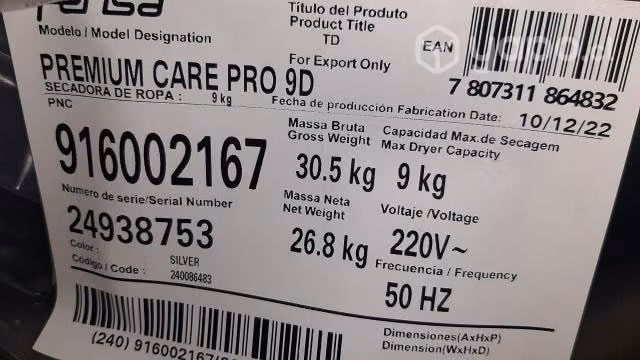 Secadora 9 Kg Premium Care Pro 9D Silver