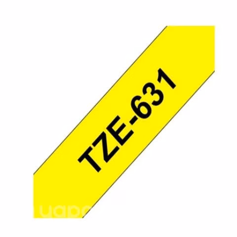 Cinta brother tze-631, 12mm x 8m. negro sobre amar