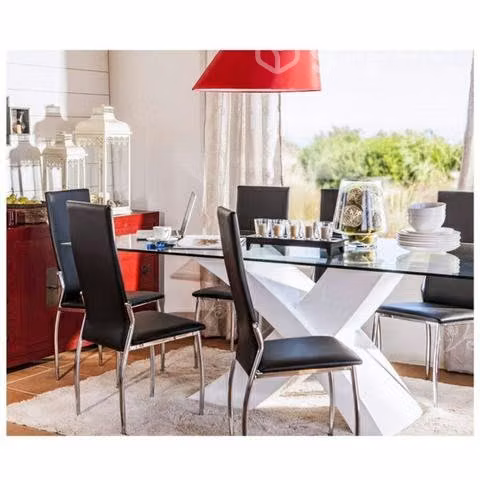 Set de cuatro silla respaldo alto metal pvc nuevo