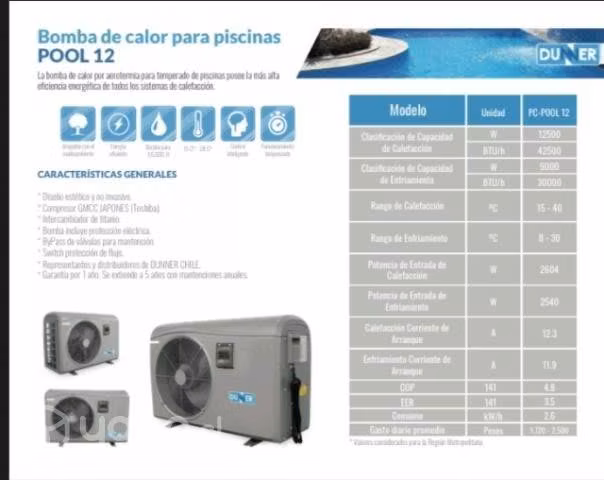 Bombas de Calor 55 m3 para piscinas