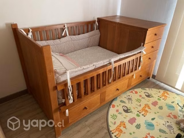 Cuna Madera convertible cama 1 plaza