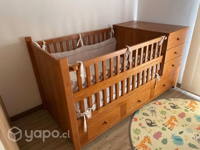 Cuna Madera convertible cama 1 plaza