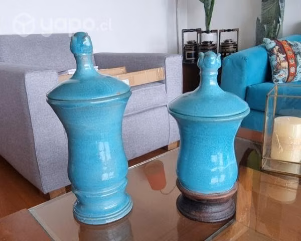 Jarrones decorativos con tapa ( 2 unidades)