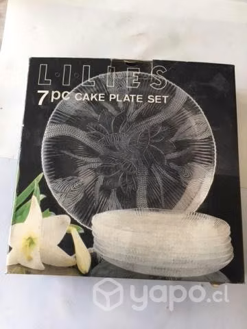 Juego de Platos de Torta Diseño Lirios