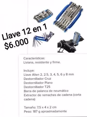 Kit reparación y accesorios para bicicleta