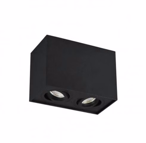 Aplique doble rectangular negro gu10
