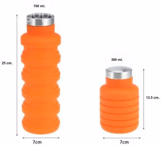 Botella Silicona Plegable, 300 ml / 700 ml., BPA