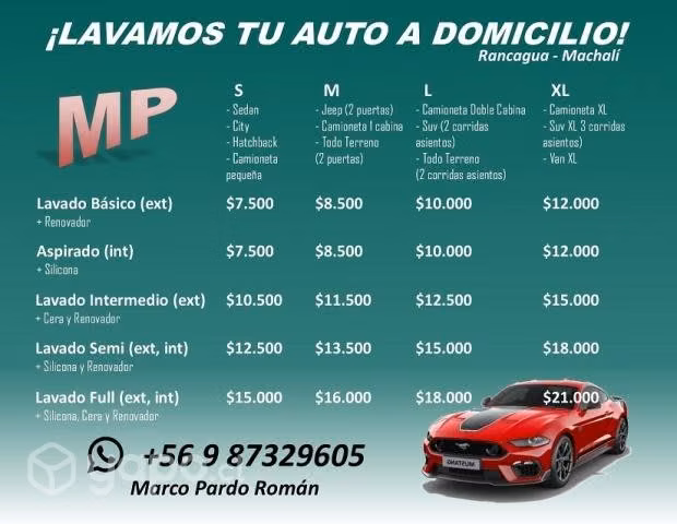 Lavado de autos a domicilio