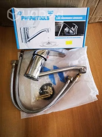 Llave monomando lavamanos con flexible
