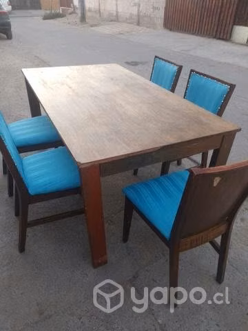 Juego de comedor de seis sillas de madera en perfe