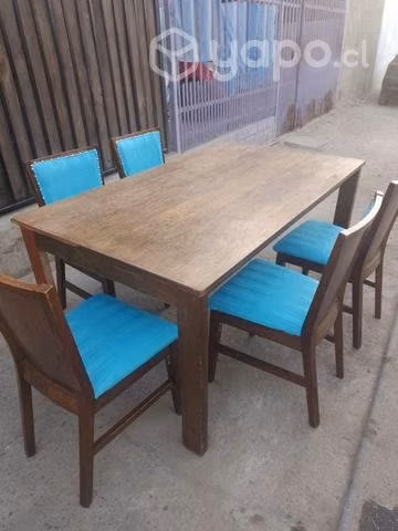Juego de comedor de seis sillas de madera en perfe