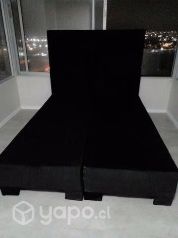 Base 2 plazas dividida (gamuza negro)