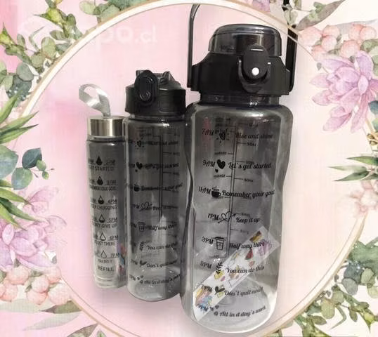 Tripack Botellas Motivacionales Transparentes