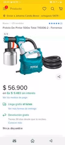 Pistola de pintar eléctrica