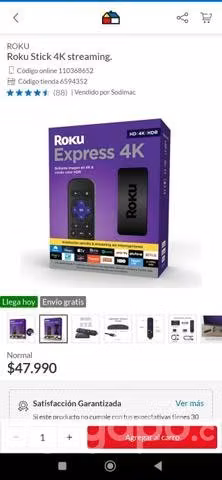 Roku nuevo y uno sin caja