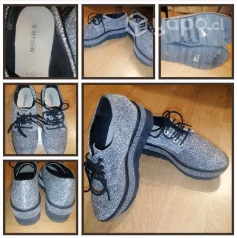 Zapato brillante plateado num 36