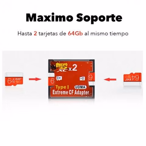 Lector Adaptador Doble Micro Sd Hc A Compact Flash - Imagen 2