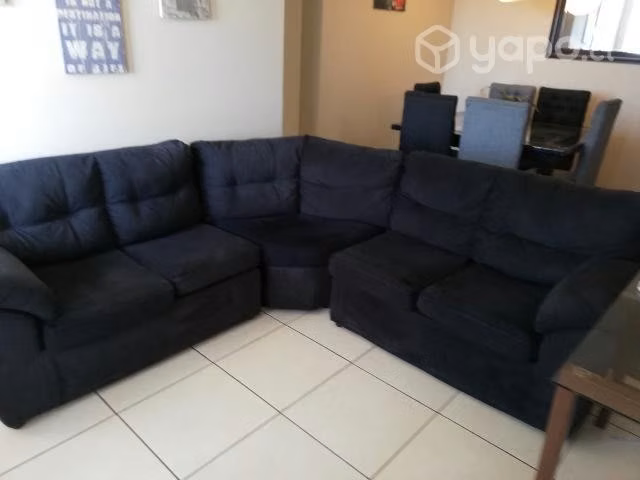 Sala seccional negra y comedor de 6 sitios