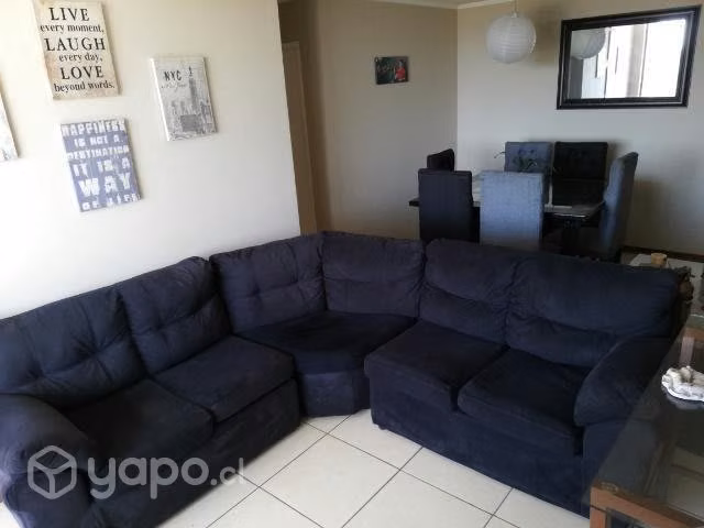 Sala seccional negra y comedor de 6 sitios