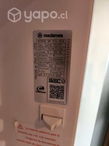 Refrigerador Mademsa NORDIK MR 415 INOX - Imagen 3