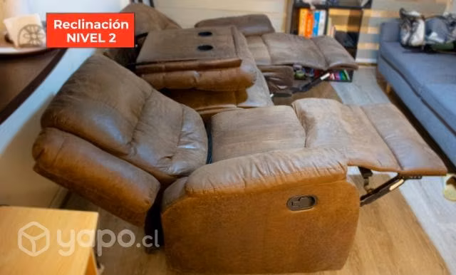 Sillón De Cuero Sintético - 3 Cuerpos Reclinable - Imagen 6