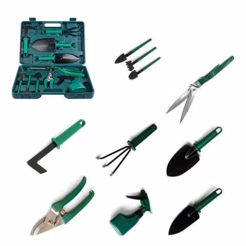 Kit Herramientas Jardinería Acero Rastrillo Tijera