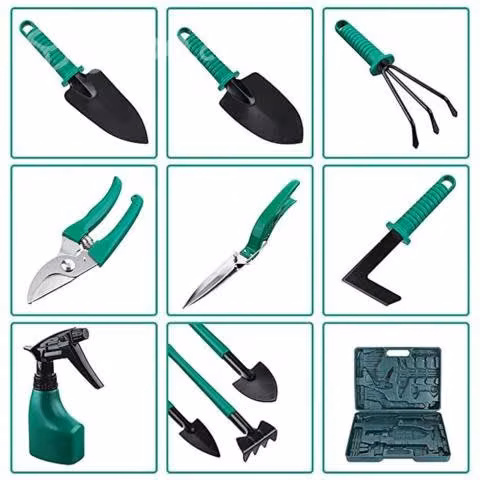 Kit Herramientas Jardinería Acero Rastrillo Tijera