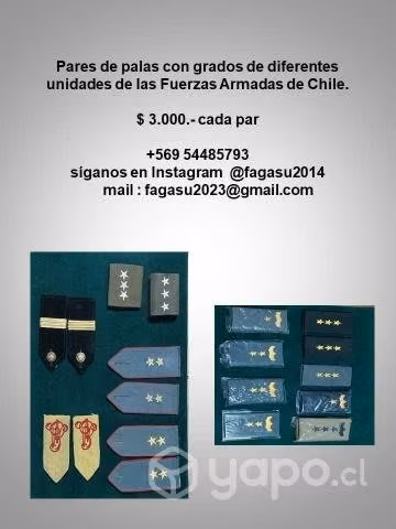 Palas militares con grados 3.000 cada par