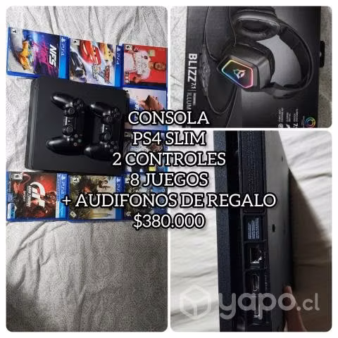 Consola Ps4 Slim 1TB + Mas Audifonos De Regalo