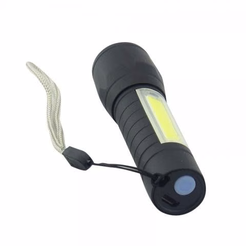 Linterna 1+1 LED Mini Tactica Metalica, Con Zoom,