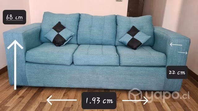 Sillon de 3 cuerpos turquesa poco uso